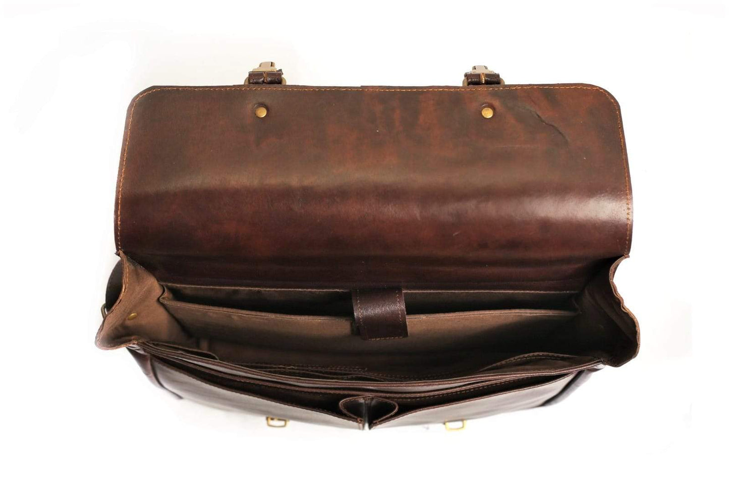 17" Travel Course Leather Briefcase - Antique Brown