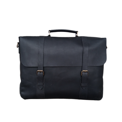 Black Leather Messenger Bag 15 and 16 inch Laptop Bag