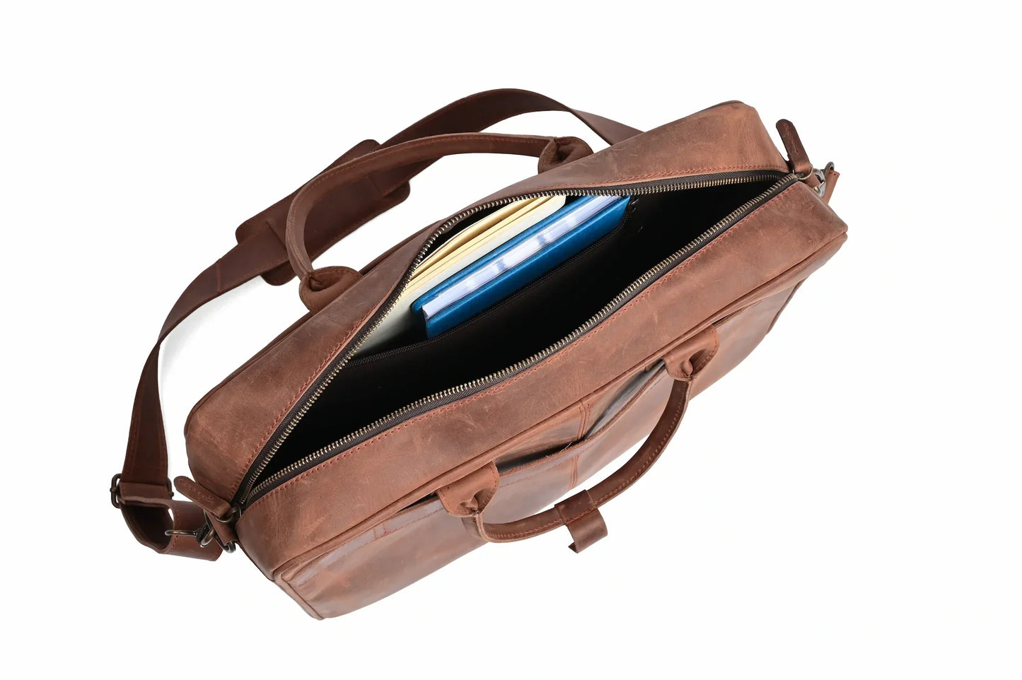Premium Crazy Horse Leather 14, 15, 16-inch Laptop Bag, Handmade Satchel