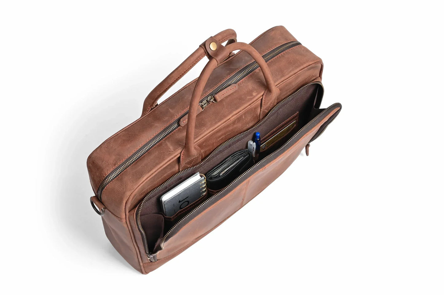 Premium Crazy Horse Leather 14, 15, 16-inch Laptop Bag, Handmade Satchel