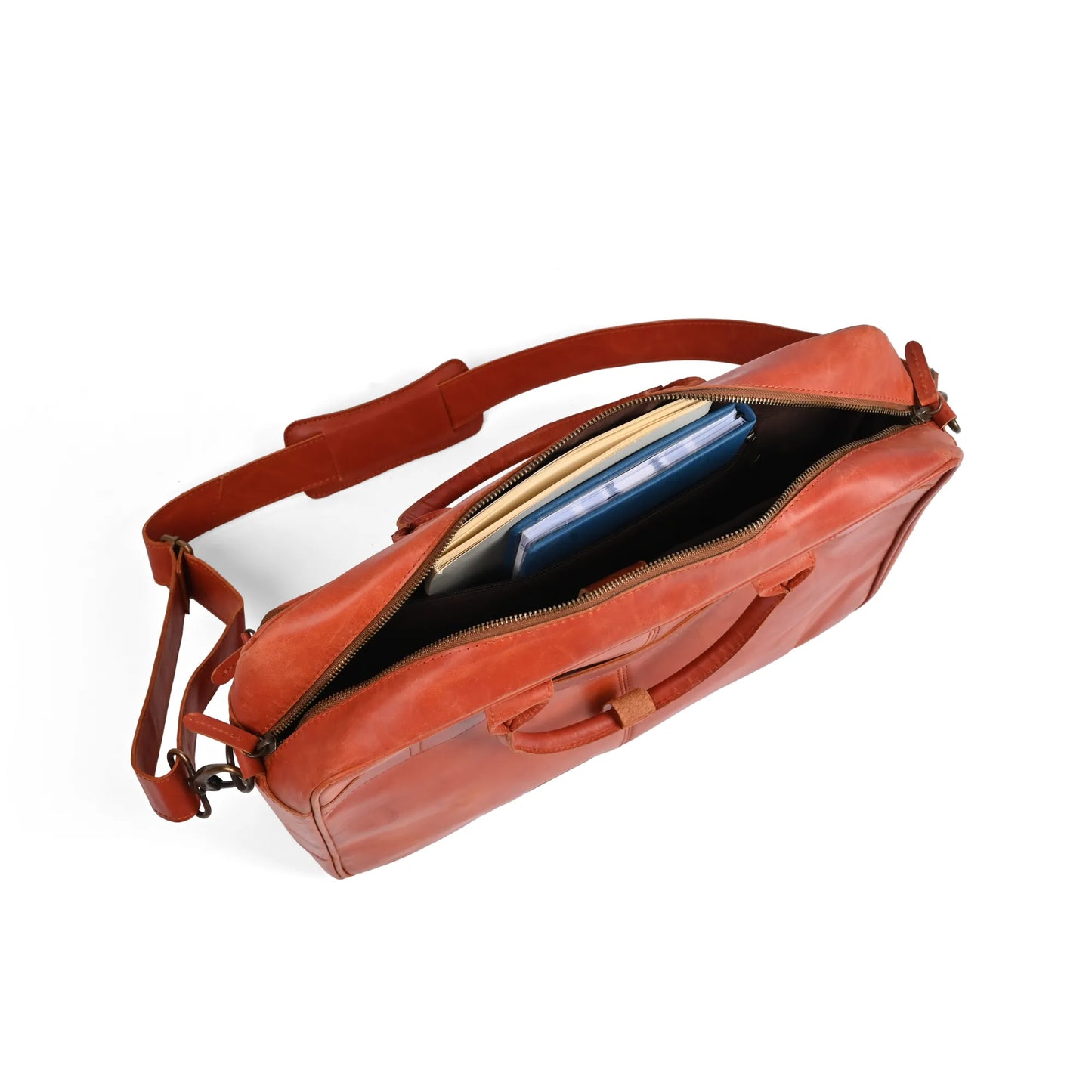 15.6 / 16 Inch Tan Leather Business Laptop Bag |  Leather Briefcase