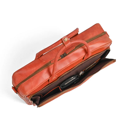 15.6 / 16 Inch Tan Leather Business Laptop Bag |  Leather Briefcase