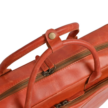 15.6 / 16 Inch Tan Leather Business Laptop Bag |  Leather Briefcase