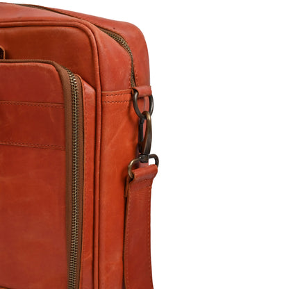 15.6 / 16 Inch Tan Leather Business Laptop Bag |  Leather Briefcase