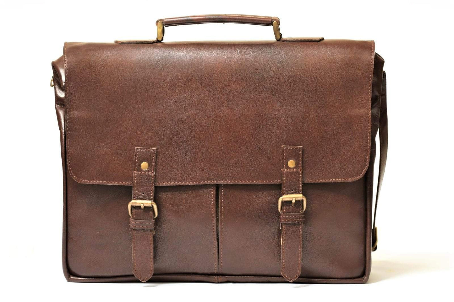 17" Travel Course Leather Briefcase - Antique Brown