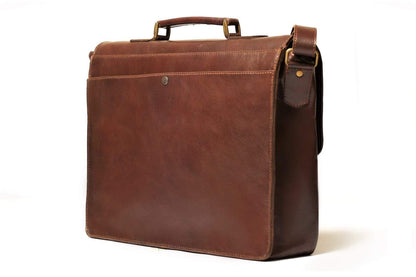17" Travel Course Leather Briefcase - Antique Brown