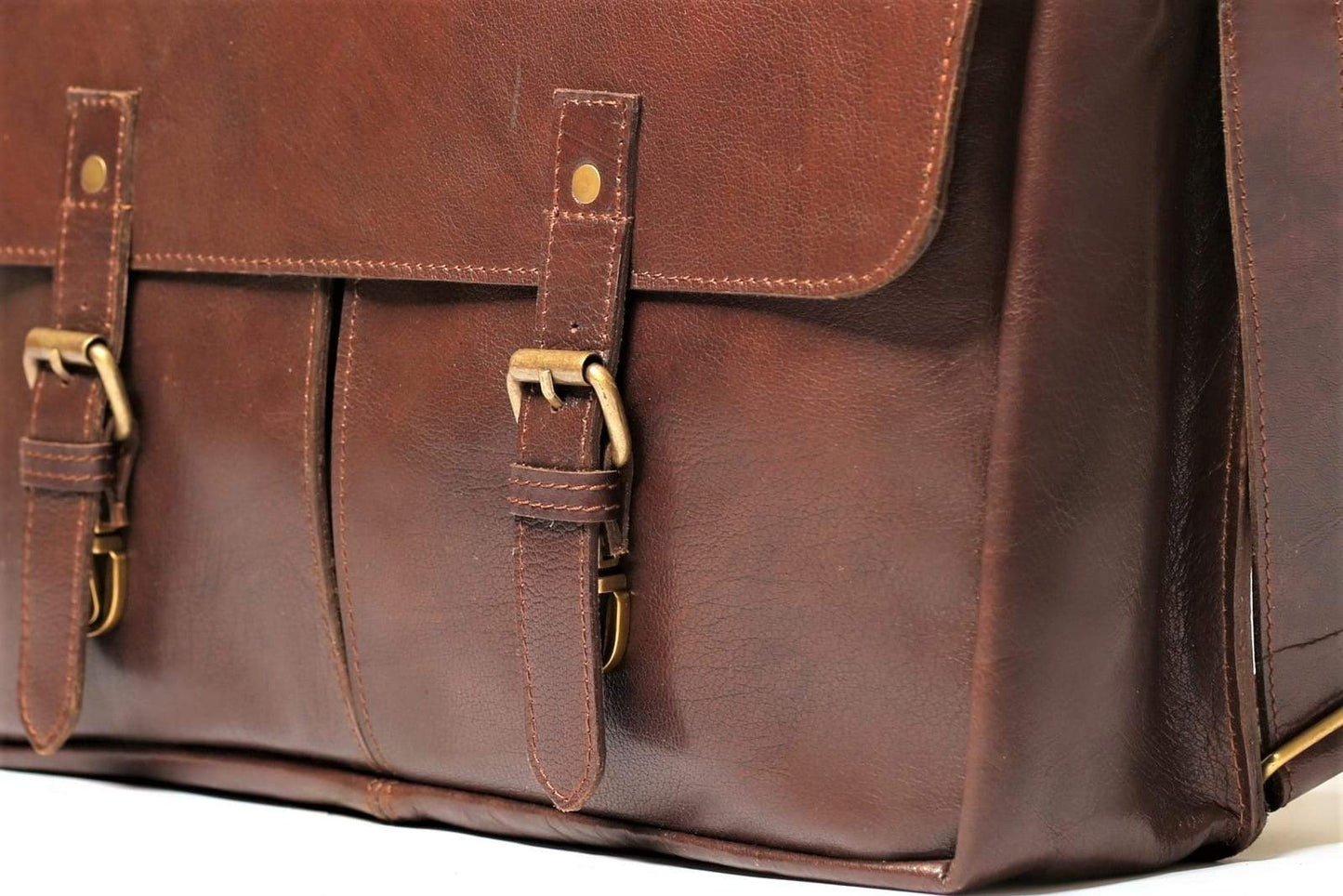 17" Travel Course Leather Briefcase - Antique Brown