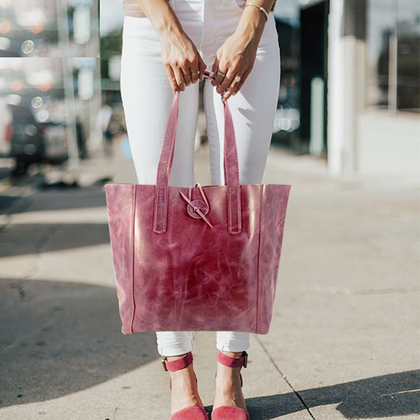 Purple Women's Leather Tote